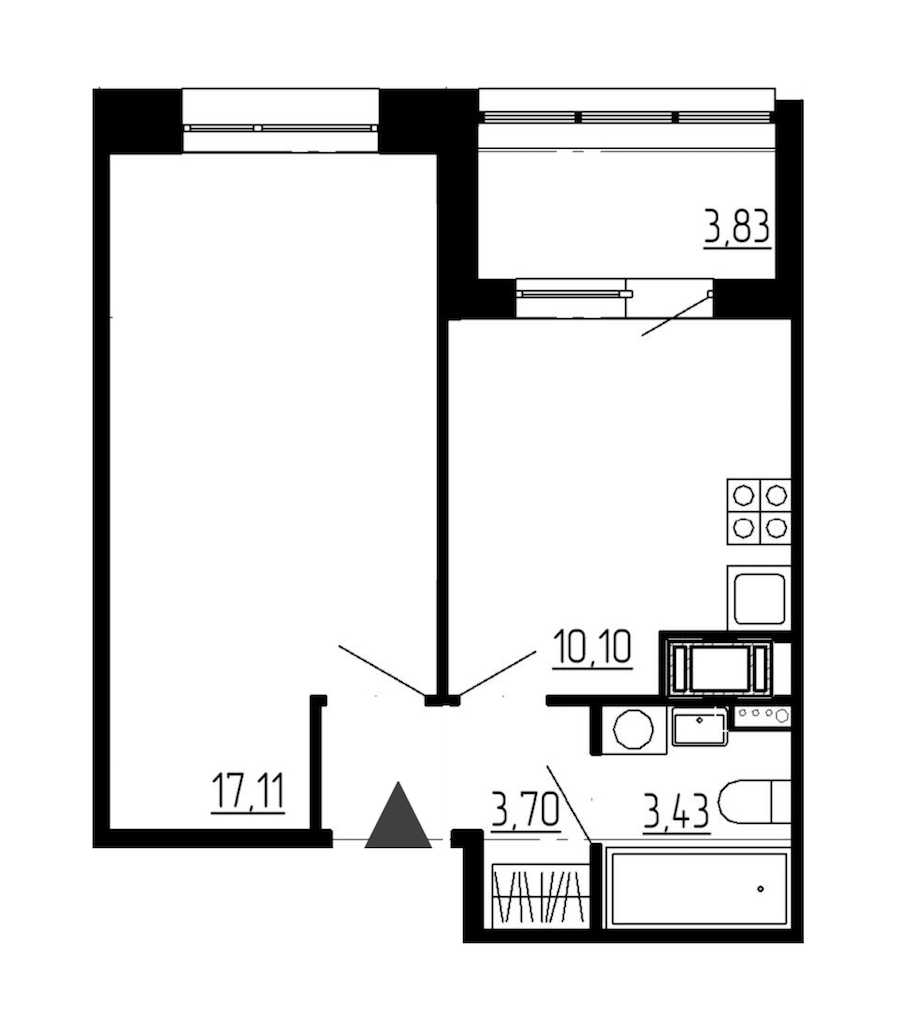 Однокомнатная квартира в : площадь 34.3 м2 , этаж: 3 – купить в Санкт-Петербурге
